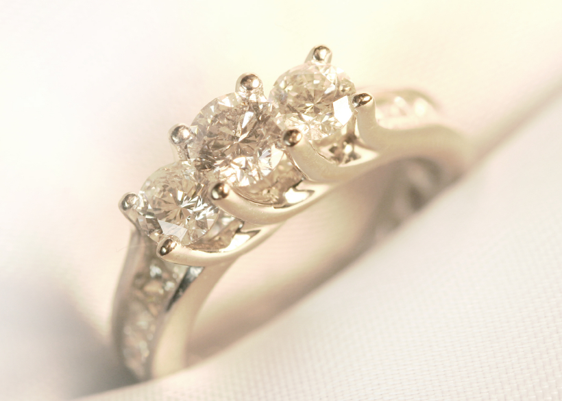 3 diamond antique engagement ring