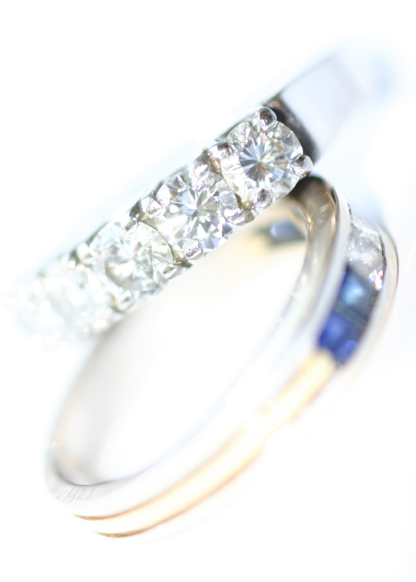 diamond platinum saphire engagement ring set